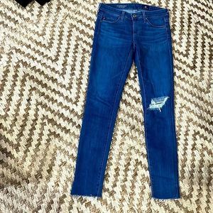 Adriano Goldschmield size 24R distressed raw hem denim